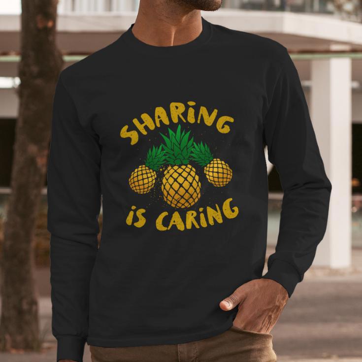 Upside Down Pineapple Cute Gift Sharing Swinger Gift Long Sleeve T-Shirt Gifts for Him