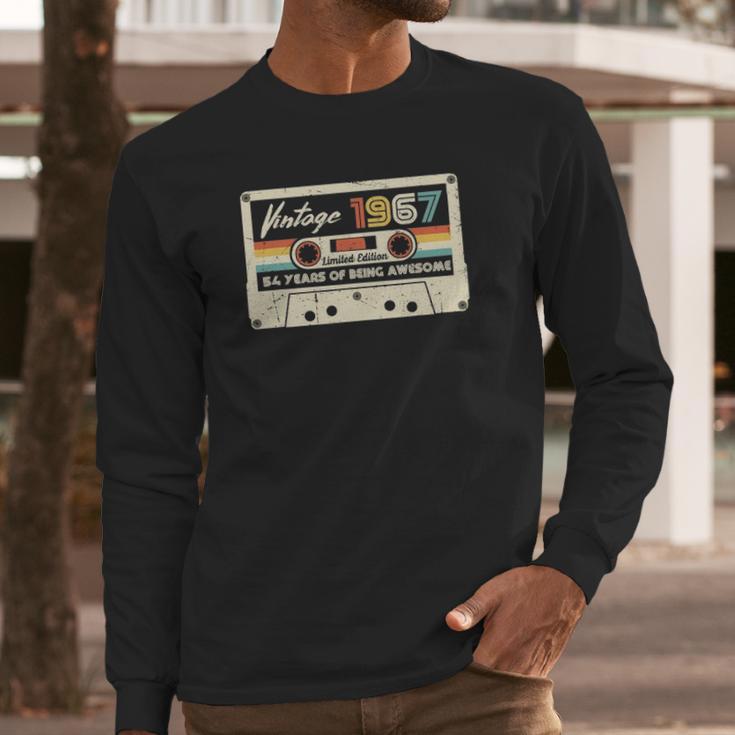 Vintage 1967 Retro Cassette 55Th Birthday 55 Years Old Long Sleeve T-Shirt Gifts for Him