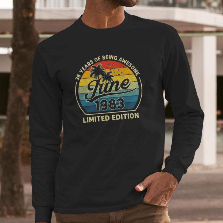 Vintage Born In June 1983 Retro 38 Years Old 38Th Birthday Long Sleeve T-Shirt Gifts for Him