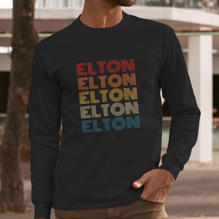 Vintage Elton Retro Personalized Design Name Long Sleeve T-Shirt Gifts for Him