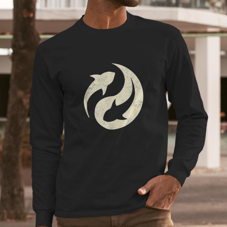 Vintage Ocean Conservation Yin Yang For Shark Lovers Long Sleeve T-Shirt Gifts for Him