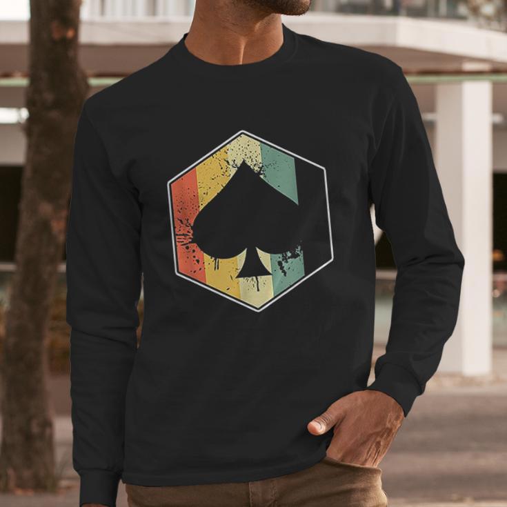 Vintage Spade Retro Poker Card Symbol Casino Long Sleeve T-Shirt Gifts for Him