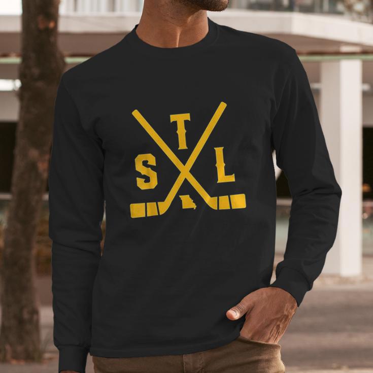 Vintage St Louis Ice Hockey Sticks State Outline Long Sleeve T-Shirt Gifts for Him