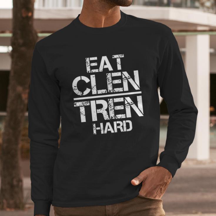 Weightlifting Eat Clen Tren Hard Long Sleeve T-Shirt Gifts for Him