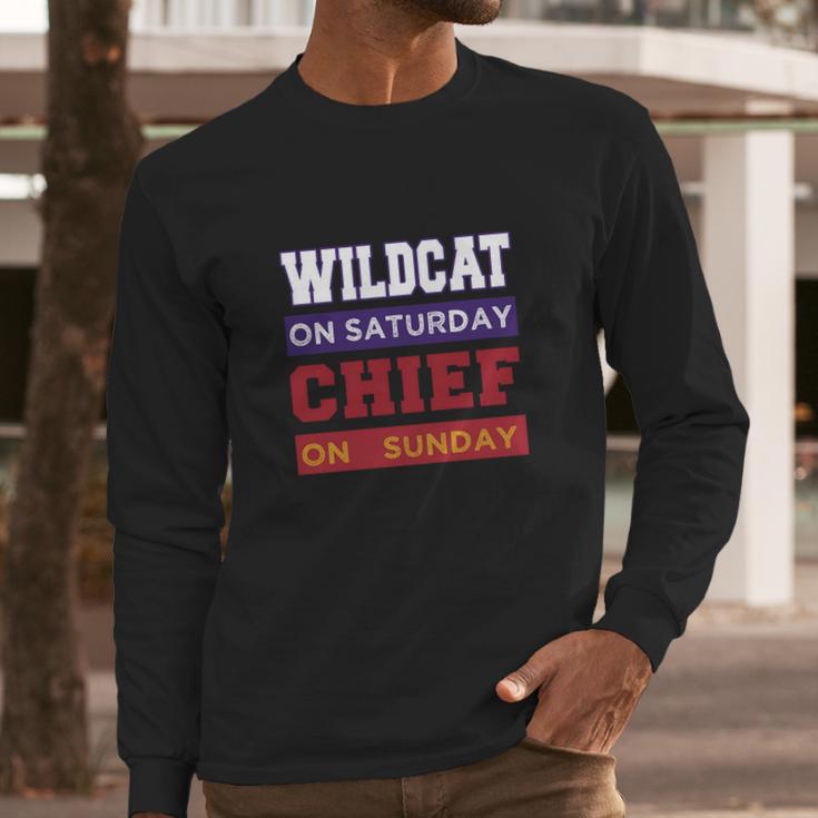 Wildcat On Saturday Chief On Sunday Kansas City Long Sleeve T-Shirt Gifts for Him