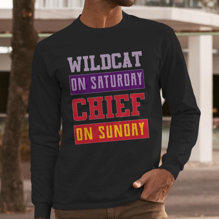 Wildcat On Saturday Chief On Sunday Long Sleeve T-Shirt Gifts for Him