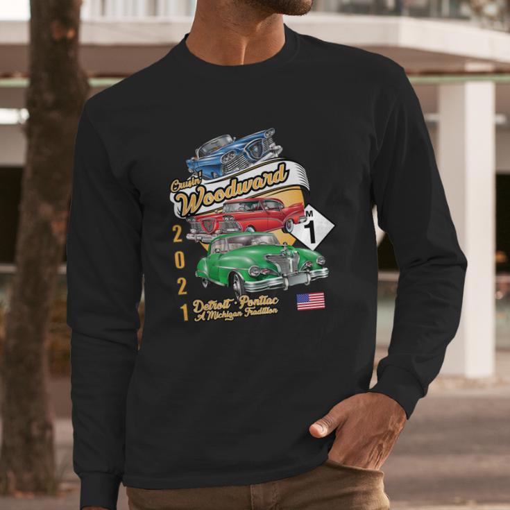 Woodward Ave M1 2021 Three Cars Long Sleeve T-Shirt Gifts for Him