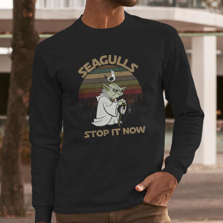 Yoda Seagulls Stop It Now Vintage Shirt Long Sleeve T-Shirt Gifts for Him