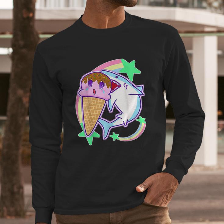 Yume Kawaii Pastel Goth Ice Cream And Shark Fairy Kei Long Sleeve T-Shirt Gifts for Him