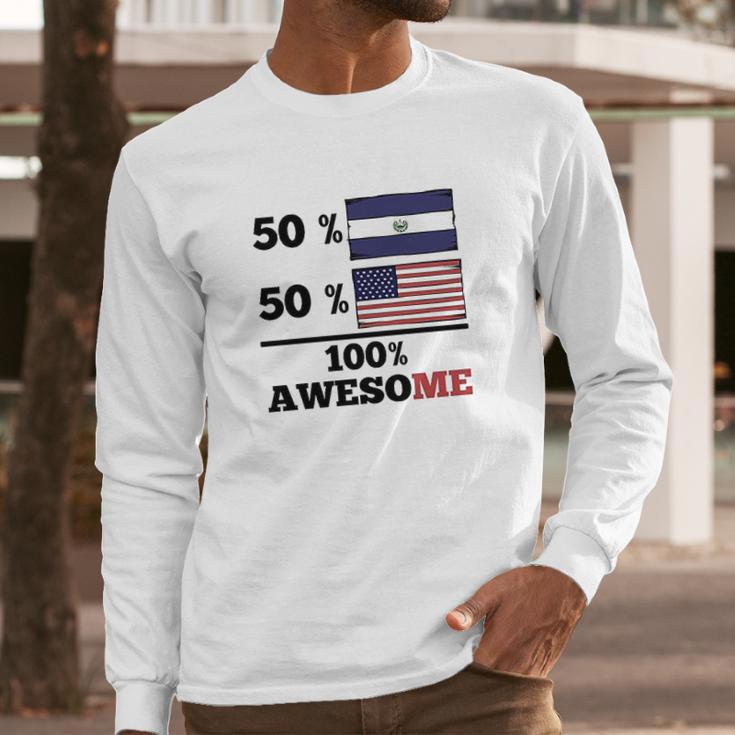 50 El Salvadorian 50 American 100 Awesome Long Sleeve T-Shirt Gifts for Him