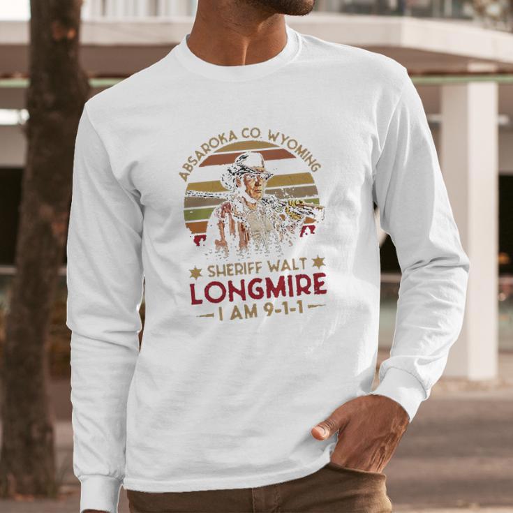 Absaroka Co Wyoming Sheriff Walt Longmire Im 911 Vintage Retro Long Sleeve T-Shirt Gifts for Him