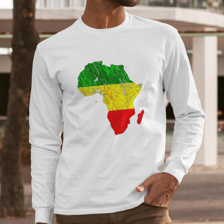 Africa Map Reggae Rasta Green Yellow Red Africa Pride Long Sleeve T-Shirt Gifts for Him