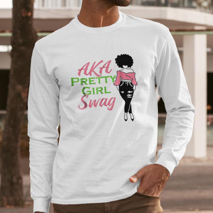 Aka Pretty Girl Swag Alpha Sorority Kappa Pink Gift Long Sleeve T-Shirt Gifts for Him