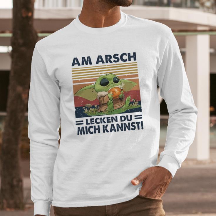 Baby Yoda Am Arsch Lecken Du Mich Kannst Vintage Shirt Mf Long Sleeve T-Shirt Gifts for Him