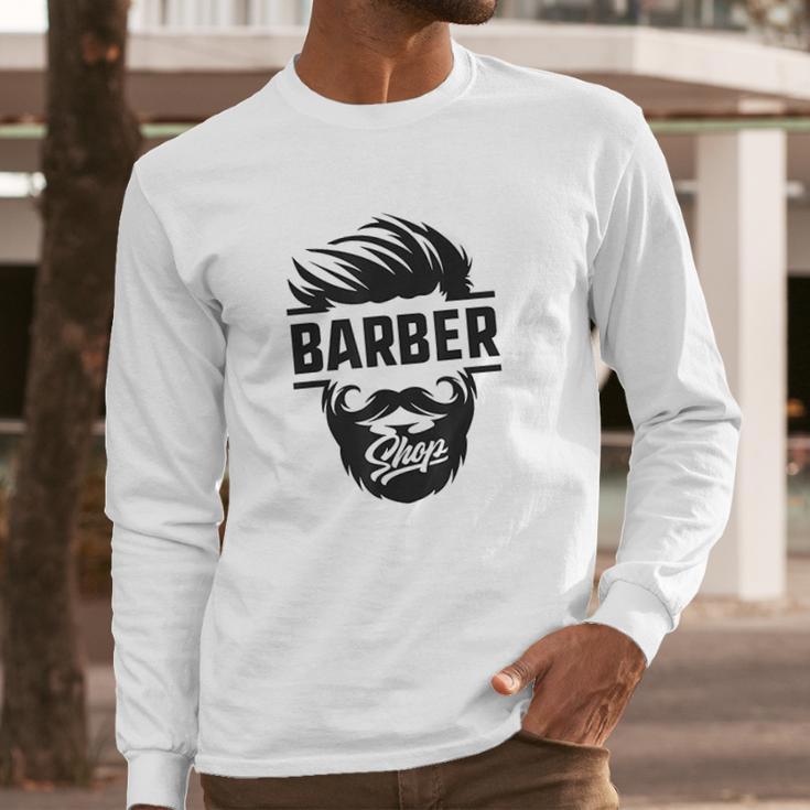 Barber Shop Apron Combo Blade Case Station Hair Set Long Sleeve T-Shirt Gifts for Him