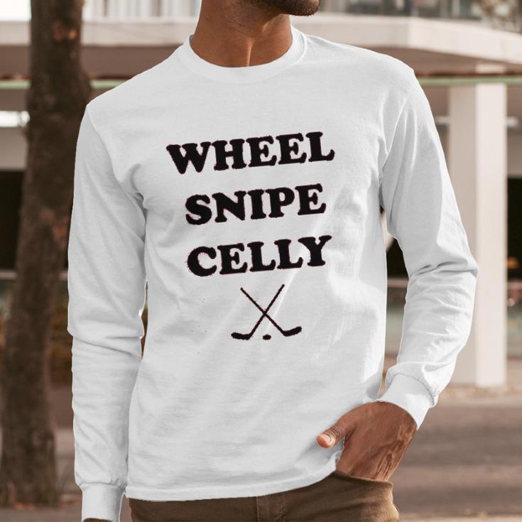 Campus Apparel Wheel Snipe Celly Funny Hockey Dangles Score Celebration Long Sleeve T-Shirt Gifts for Him