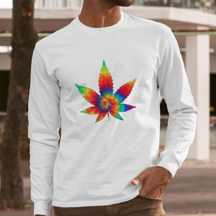 Cannabis Tie Dye Hippie Stoner Gift Long Sleeve T-Shirt Gifts for Him