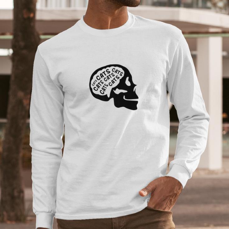 Cats On The Brain Cool Thinking About Cats Long Sleeve T-Shirt Gifts for Him