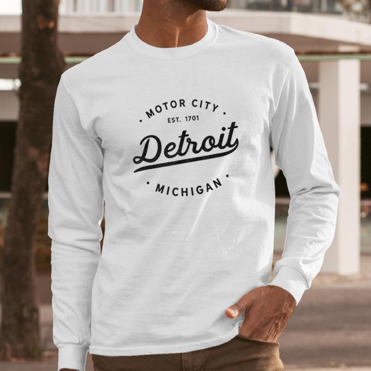 Classic Retro Vintage Detroit Michigan Motor City Long Sleeve T-Shirt Gifts for Him