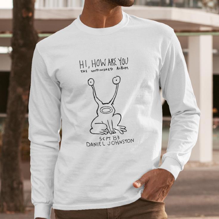 Cool Daniel Johnston Hi How Are You Men White Long Sleeve T-Shirt Gifts for Him