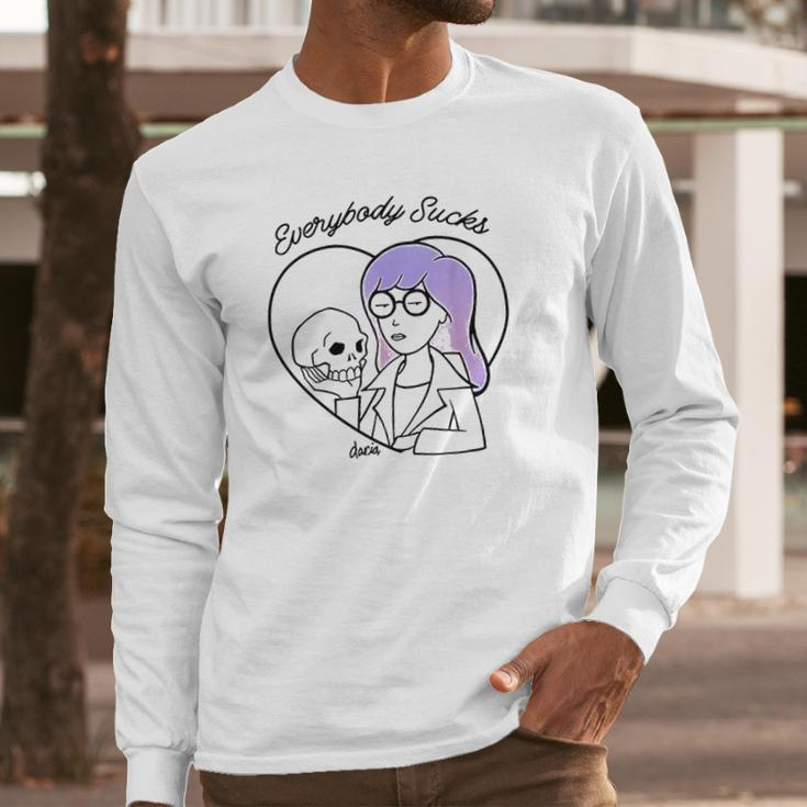 Daria Everybody Macbeth Skull Heart Purple Hair Long Sleeve T-Shirt Gifts for Him