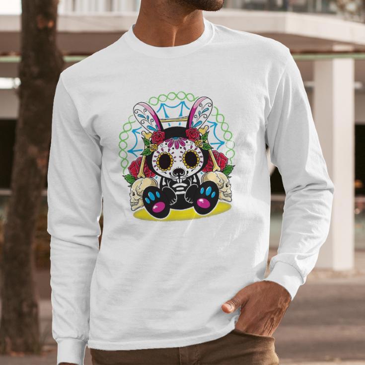 Day Of The Dead Dia De Los Muertos Bunny Sugar Skull Long Sleeve T-Shirt Gifts for Him