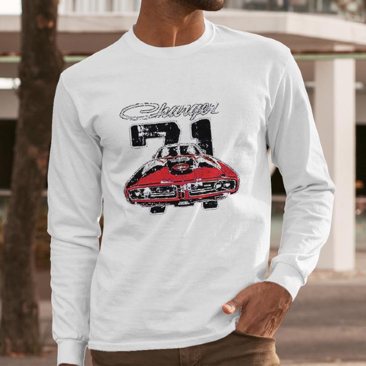 Dodge Charger 71 Distressed American Classic Muscle Car Long Sleeve T-Shirt Gifts for Him