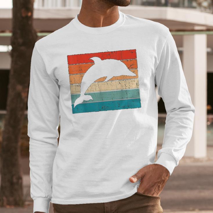 Dolphin Retro Vintage Long Sleeve T-Shirt Gifts for Him