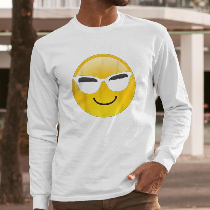 Emoji Cool Shades Smiley Face Sunglasses Confident Awesome Long Sleeve T-Shirt Gifts for Him