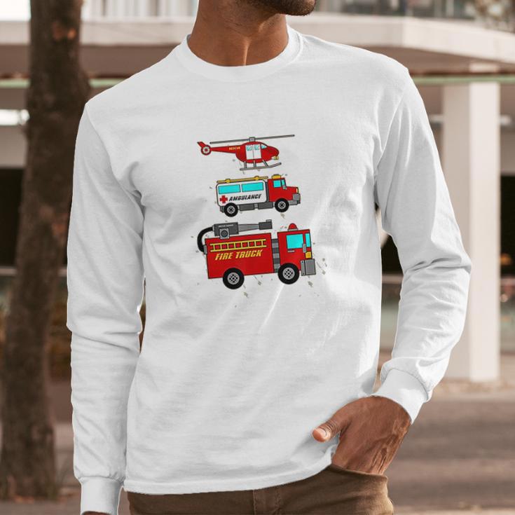 Ems Fire Truck Ambulance Rescue Helicopter Long Sleeve T-Shirt Gifts for Him