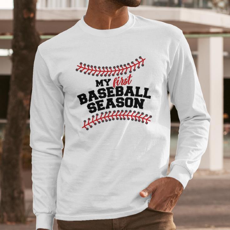 My First Baseball Season Baby One Piece Long Sleeve T-Shirt Gifts for Him