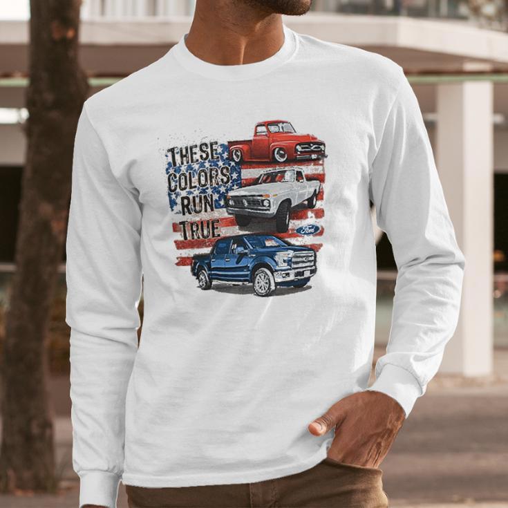 Ford 100Th Anniversary Red White Blue Trucks Long Sleeve T-Shirt Gifts for Him