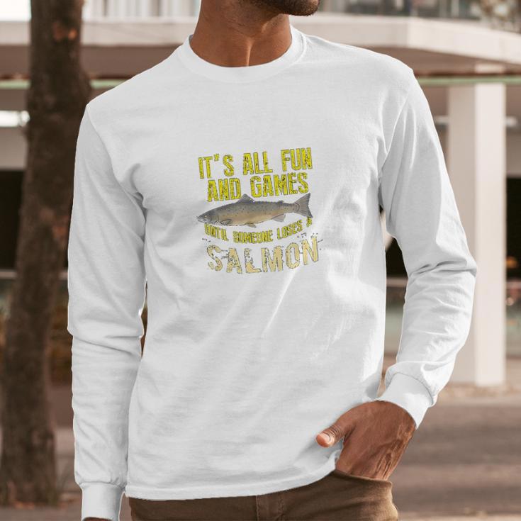 Funny Salmon Fishing Freshwater Saltwater Fish Gift Long Sleeve T-Shirt Gifts for Him