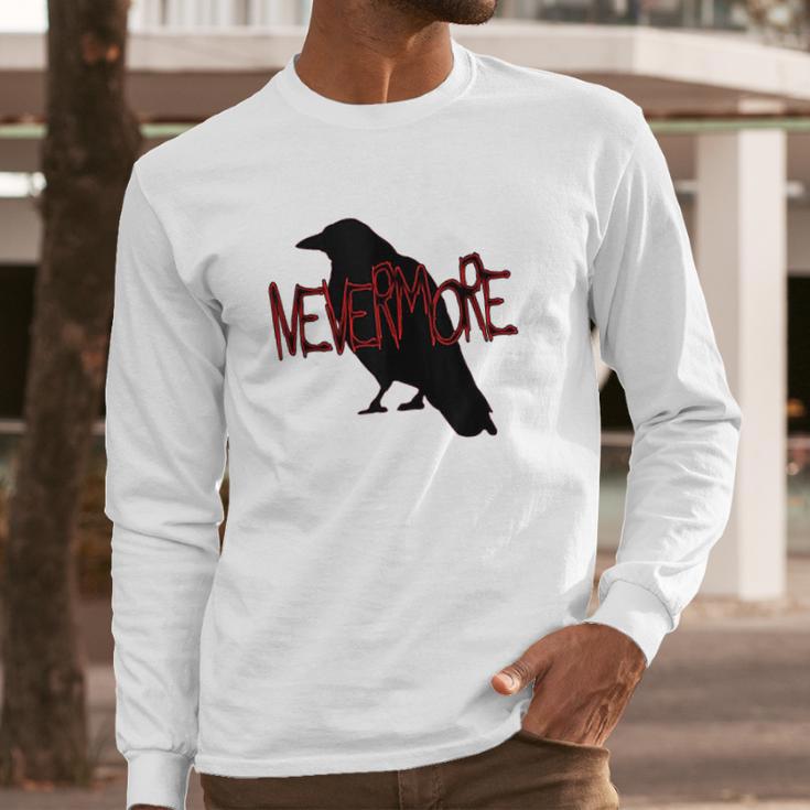 Gothic Nevermore Raven Edgar Allan Poe Gift Long Sleeve T-Shirt Gifts for Him