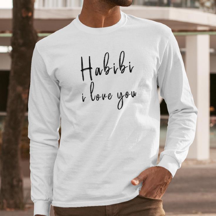 Habibi I Love You Honeymoon Calligraphy Long Sleeve T-Shirt Gifts for Him