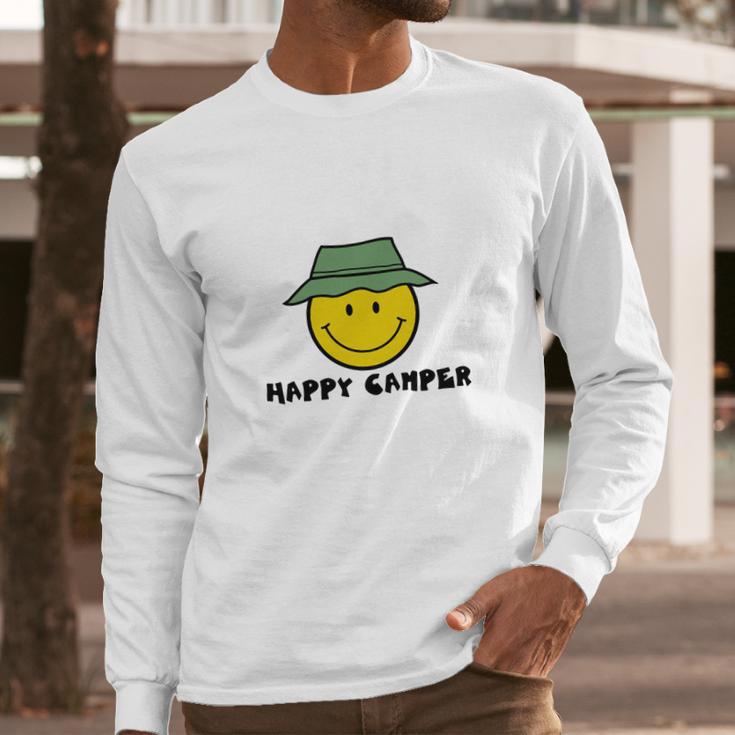 Happy Camper Camping Smiley Face Long Sleeve T-Shirt Gifts for Him