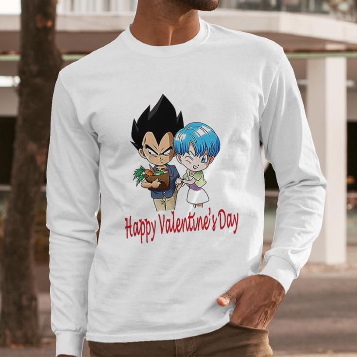 Happy Valentine Day Vegeta And Bulma Couple Long Sleeve T-Shirt Gifts for Him