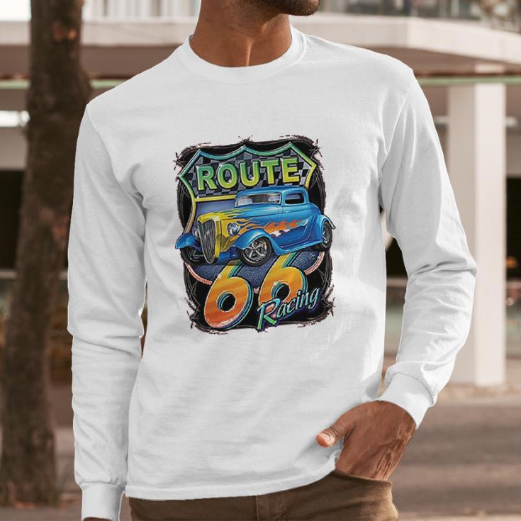 Hot Rod Route 66 Sign Long Sleeve T-Shirt Gifts for Him