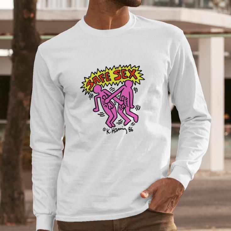 Keith Haring Safe Aids Instruction Long Sleeve T-Shirt Gifts for Him