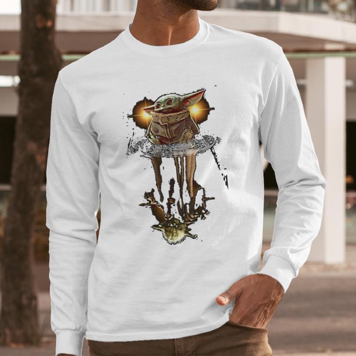 The Mandalorian Water Reflection Old Joda Long Sleeve T-Shirt Gifts for Him