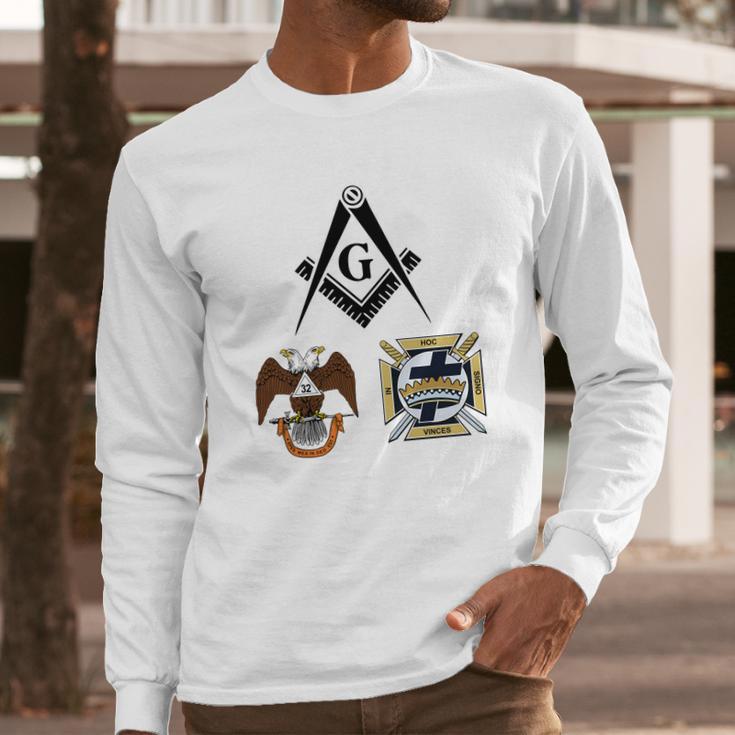 Mens Mason Scottish York Rite Masonic Black Down Long Sleeve T-Shirt Gifts for Him