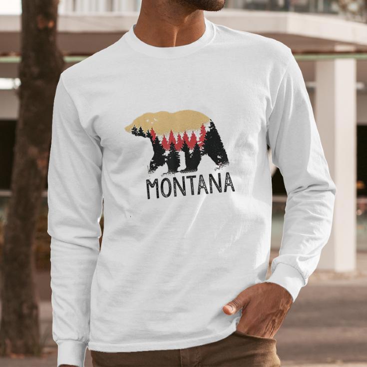 Montana Vintage Grizzly Bear Nature Outdoor Souvenir Gift Long Sleeve T-Shirt Gifts for Him