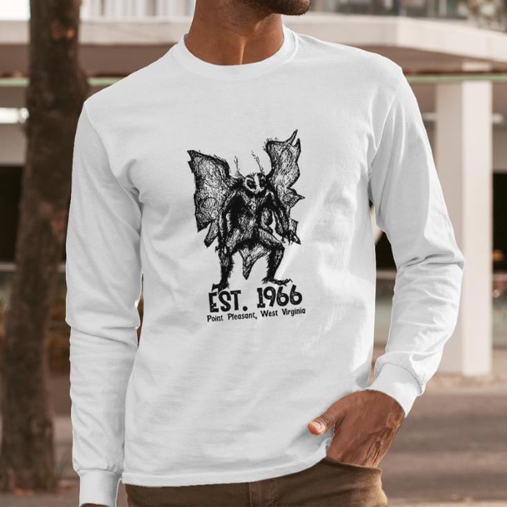 Mothman Est 1966 Point Pleasant West Virginia Red Eye Cryptid Long Sleeve T-Shirt Gifts for Him