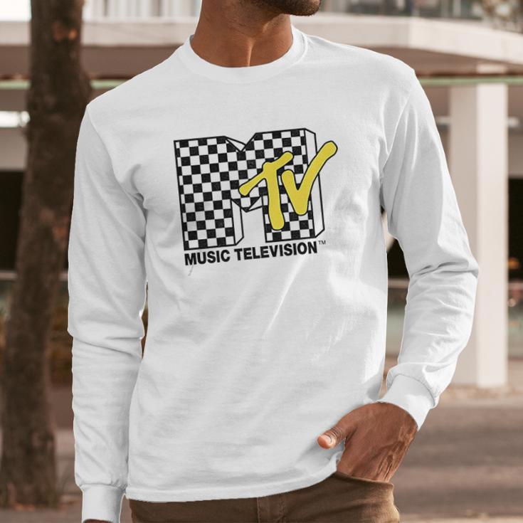 Mtv With Checkerboard Long Sleeve T-Shirt Gifts for Him