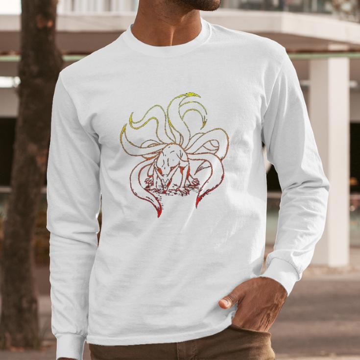 Naruto Shippuden Nine Tails Gradient Long Sleeve T-Shirt Gifts for Him