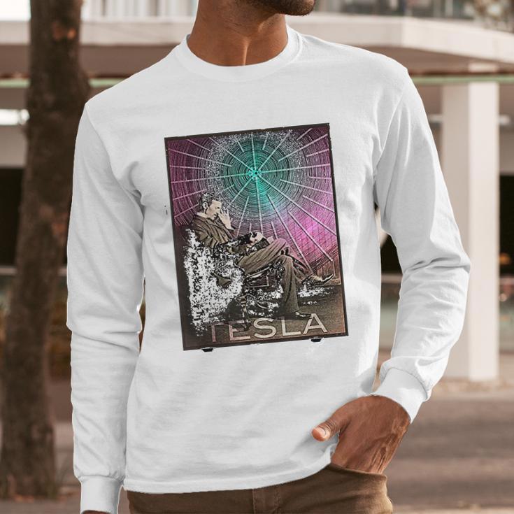 Nikola Teslas Ac Electricity Inspiring Science Long Sleeve T-Shirt Gifts for Him