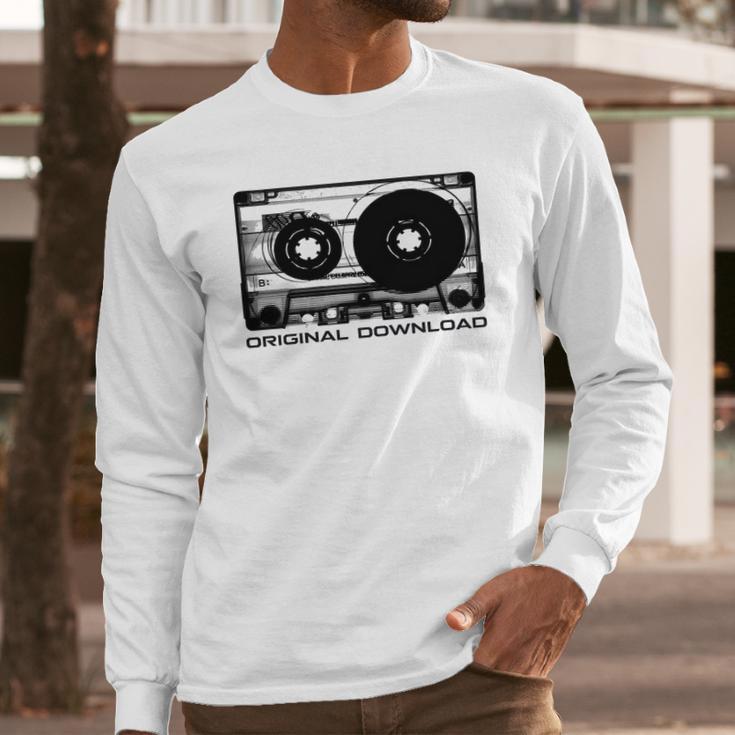 Original Download Retro Cassette Tape Music Long Sleeve T-Shirt Gifts for Him