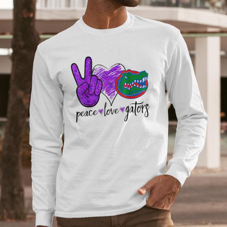 Peace Love Gators Crocodile Lovers Alligator Long Sleeve T-Shirt Gifts for Him