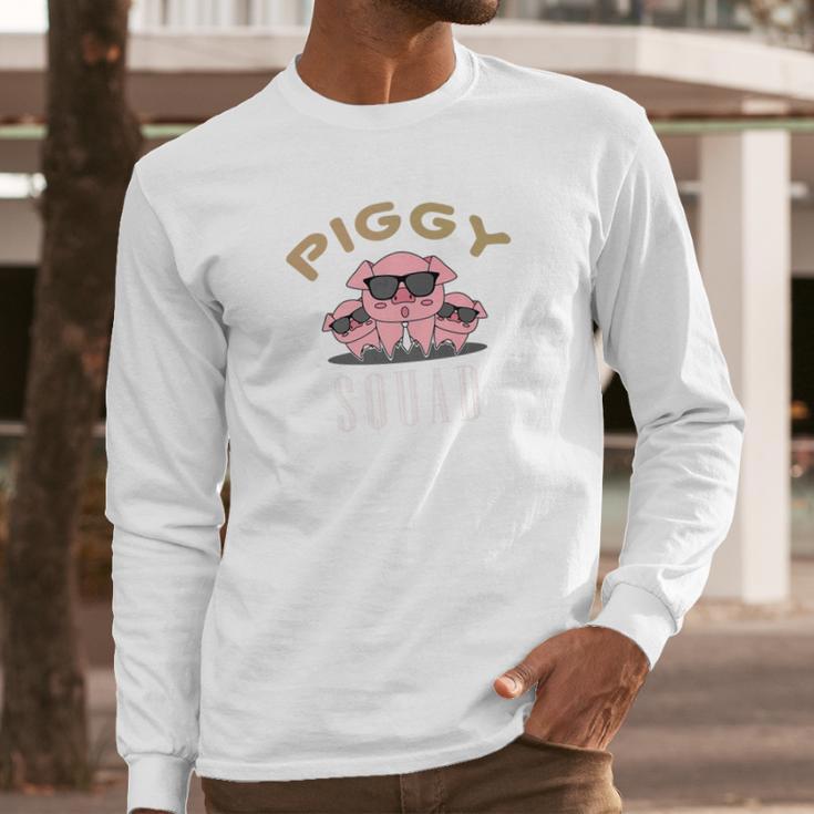 Piggy Squad Funny Cool Pigs Lover Pink Animal Tee Long Sleeve T-Shirt Gifts for Him