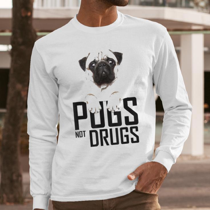 Pugs Not Drugs Awareness Long Sleeve T-Shirt Gifts for Him